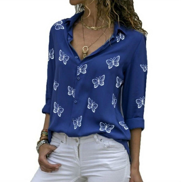 Van Elst Mode® | Losvallende blouse met vlinderprint