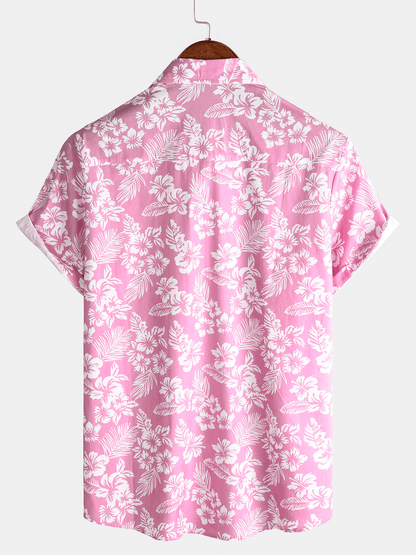 Van Elst Mode®| Hawaïblouse met korte mouwen en bloemenpatroon