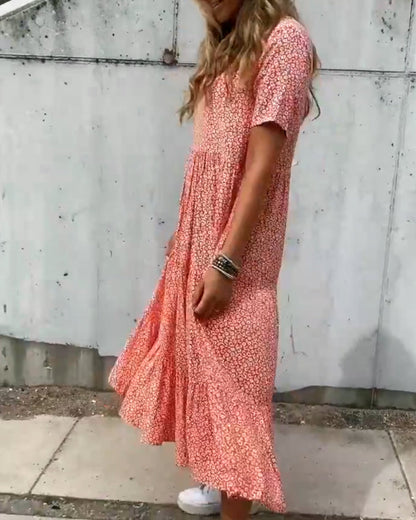 Van Elst Mode® | | Jurk met korte mouwen en bloemenprint