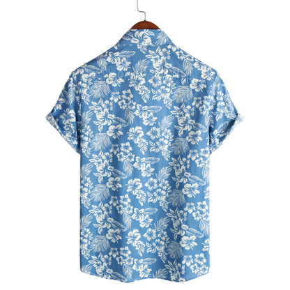 Van Elst Mode®| Hawaïblouse met korte mouwen en bloemenpatroon