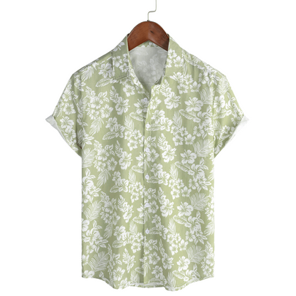 Van Elst Mode®| Hawaïblouse met korte mouwen en bloemenpatroon