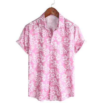 Van Elst Mode®| Hawaïblouse met korte mouwen en bloemenpatroon