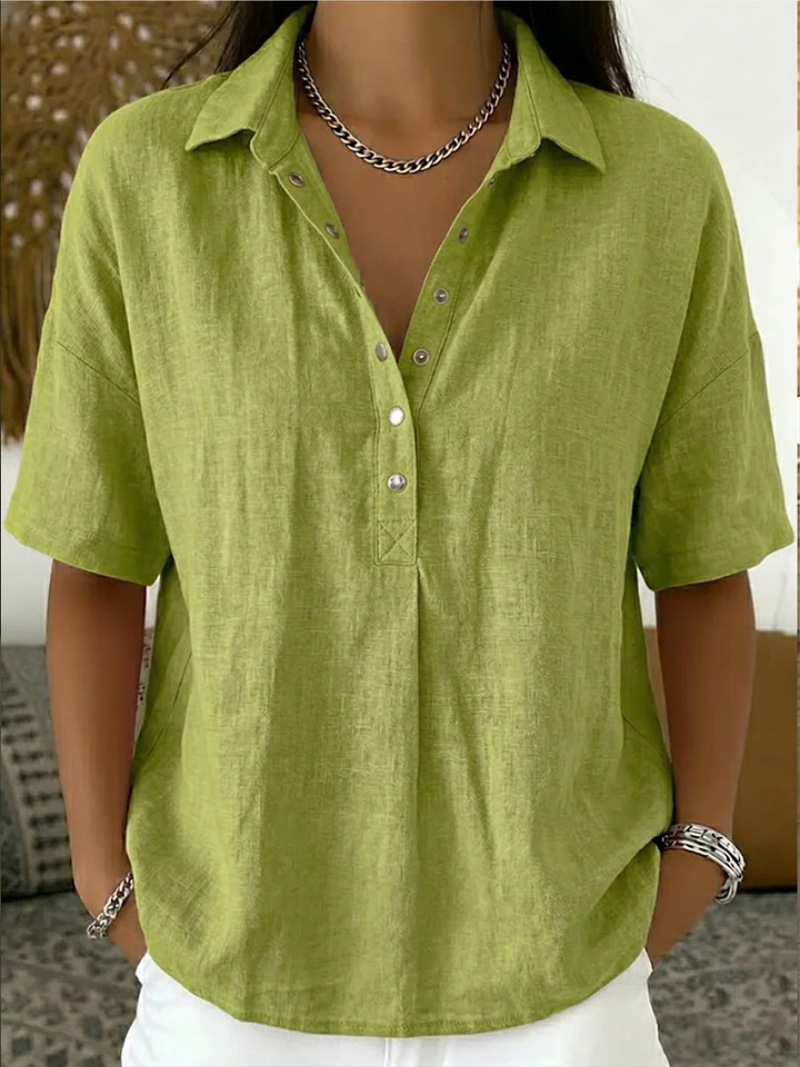 Van Elst Mode® | Blouse met kraag en knoopdetail (TIJDELIJK 1+1 GRATIS!)