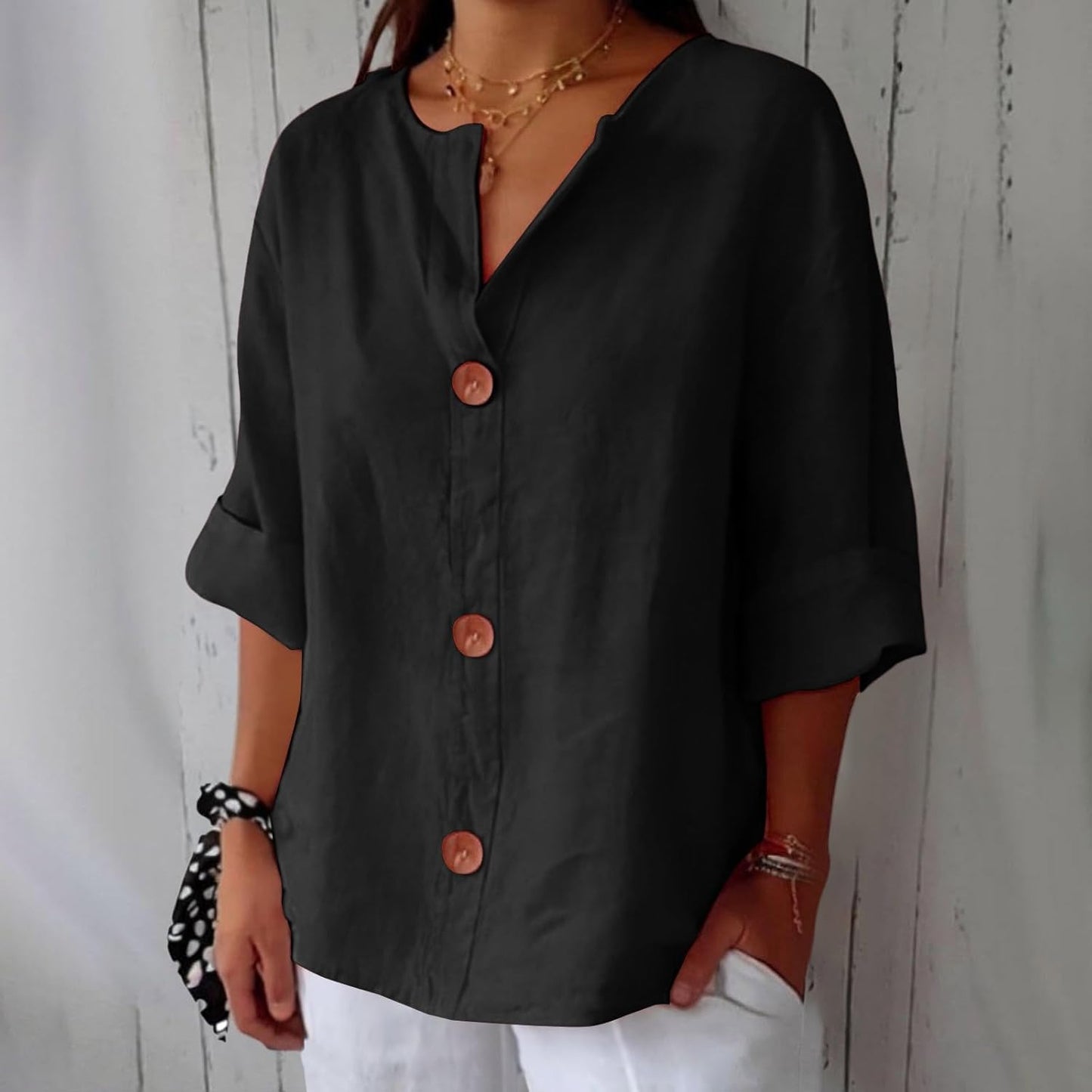 Van Elst Mode® | Minimalistische Blouse met Verticale Structuur