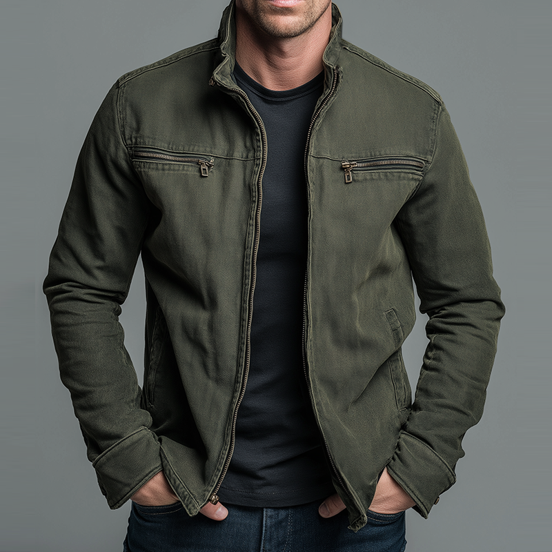 Van Elst Mode® | Comfortabele katoenen jas met ritssluiting
