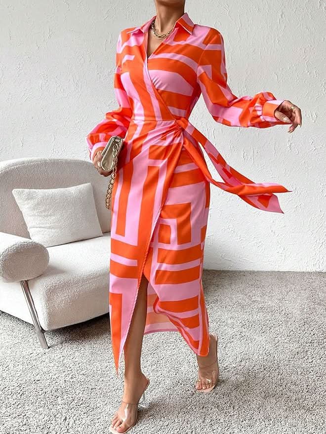 Van Elst Mode® | Jurk met Wikkelprint