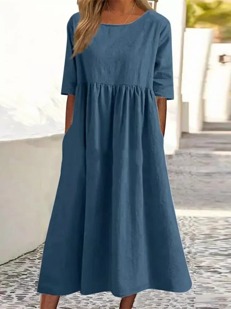 Van Elst Mode® | Elegante dames jurk met Ronde Hals