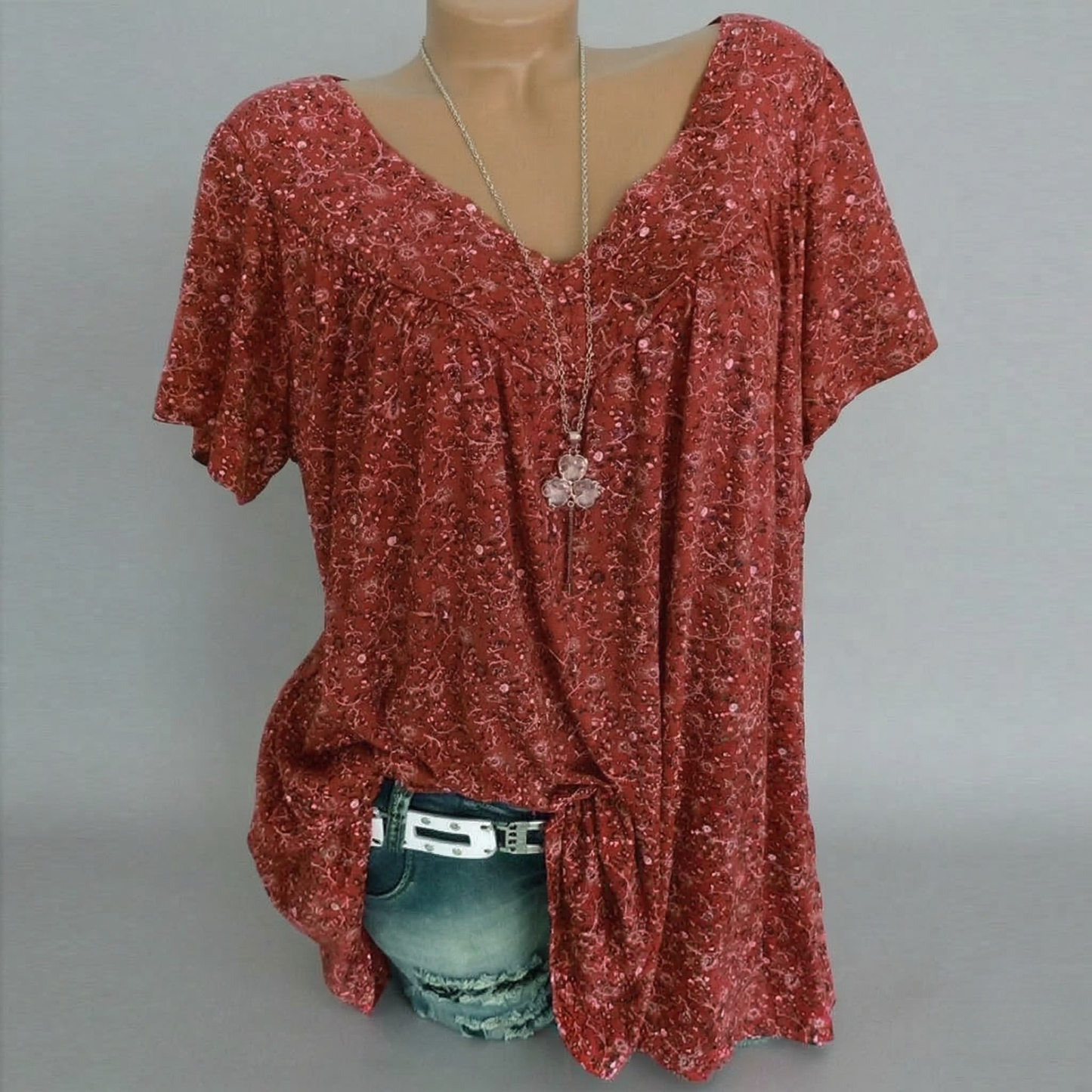 Van Elst Mode® | T-shirt Flora met V-hals