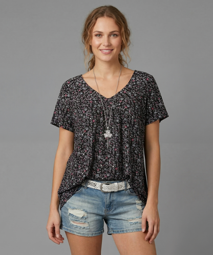 Van Elst Mode® | T-shirt Flora met V-hals