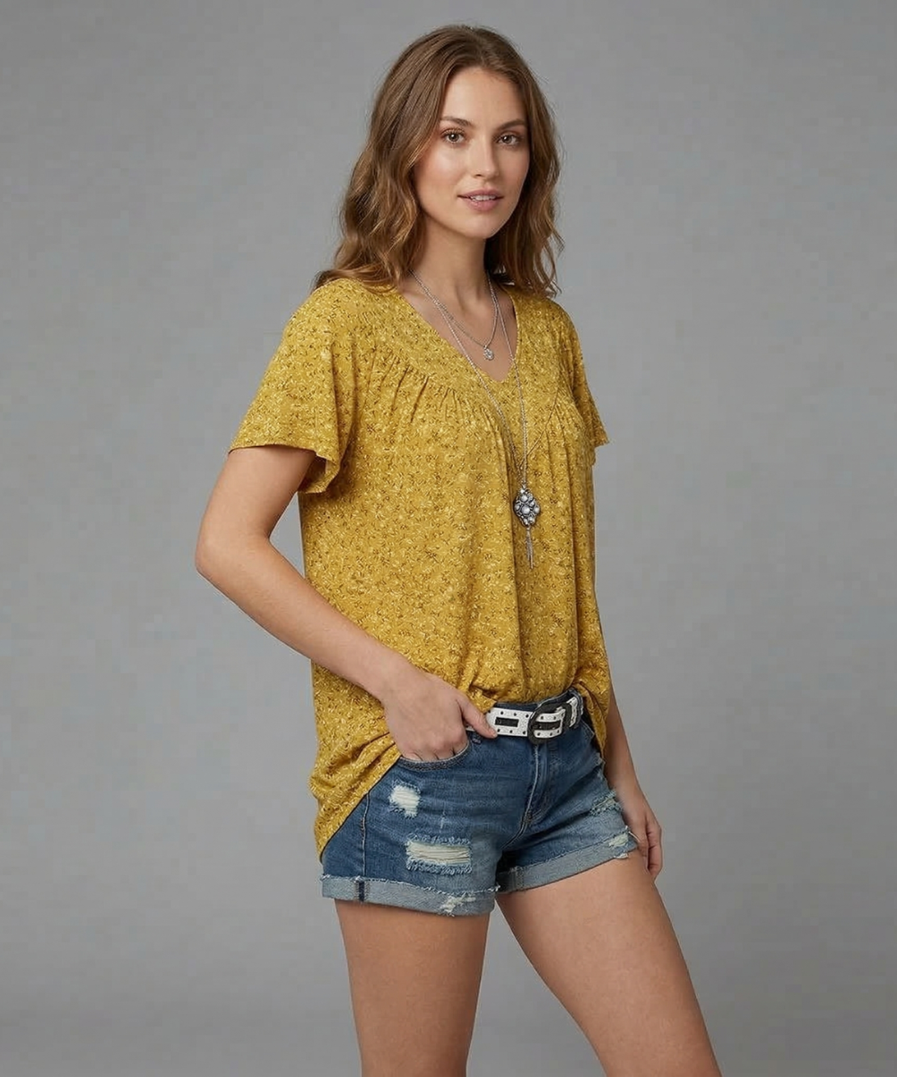 Van Elst Mode® | T-shirt Flora met V-hals