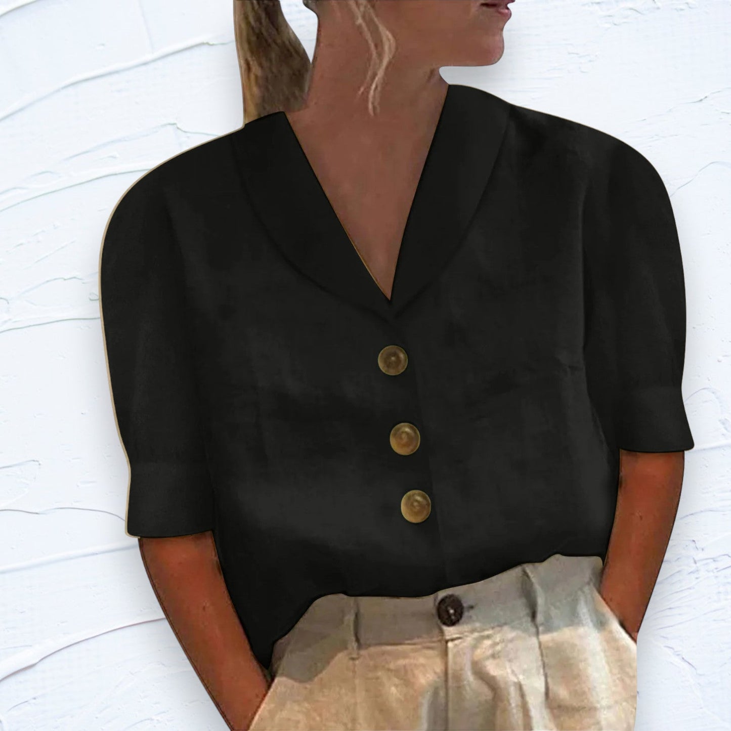 Van Elst Mode® | Knopblouse met Geknoopte Voorkant