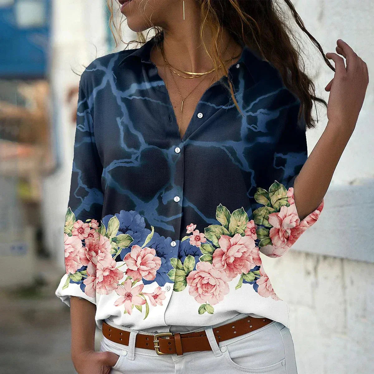 Van Elst Mode® |MODIEUS BEDRUKTE BLOUSE