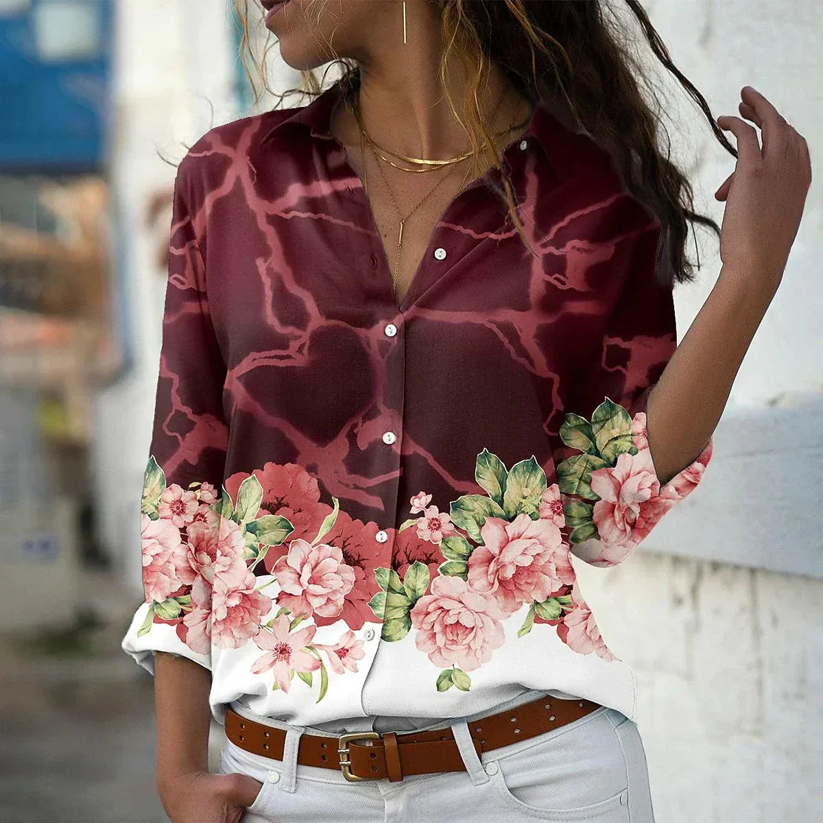 Van Elst Mode® |MODIEUS BEDRUKTE BLOUSE