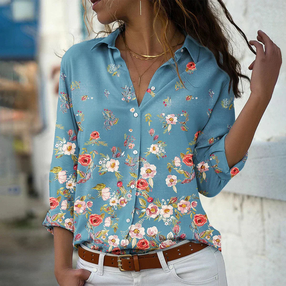 Van Elst Mode® |MODIEUS BEDRUKTE BLOUSE