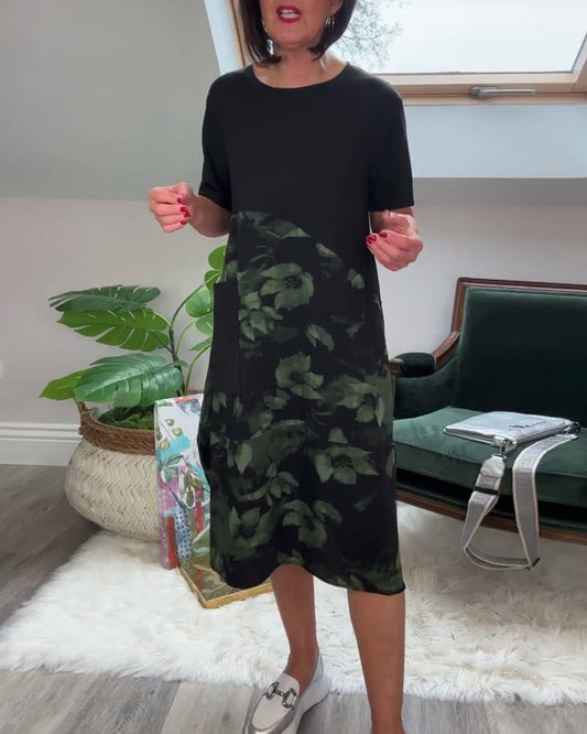 Van Elst Mode® | Patchworkjurk met Ronde Halslijn en Bloemenprint