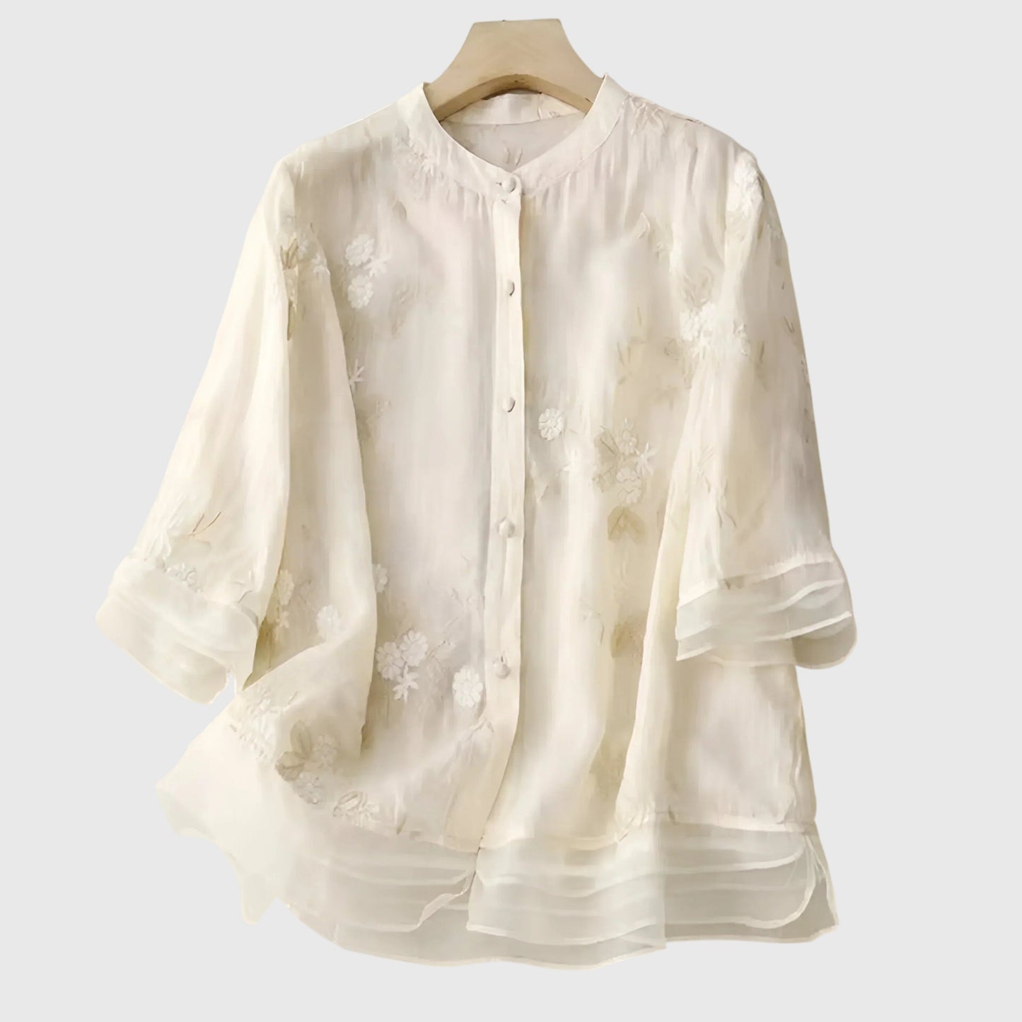 Van Elst Mode® | Nellie Elegante Top met Geborduurde Bloemen