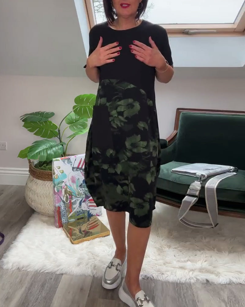 Van Elst Mode® | Patchworkjurk met Ronde Halslijn en Bloemenprint