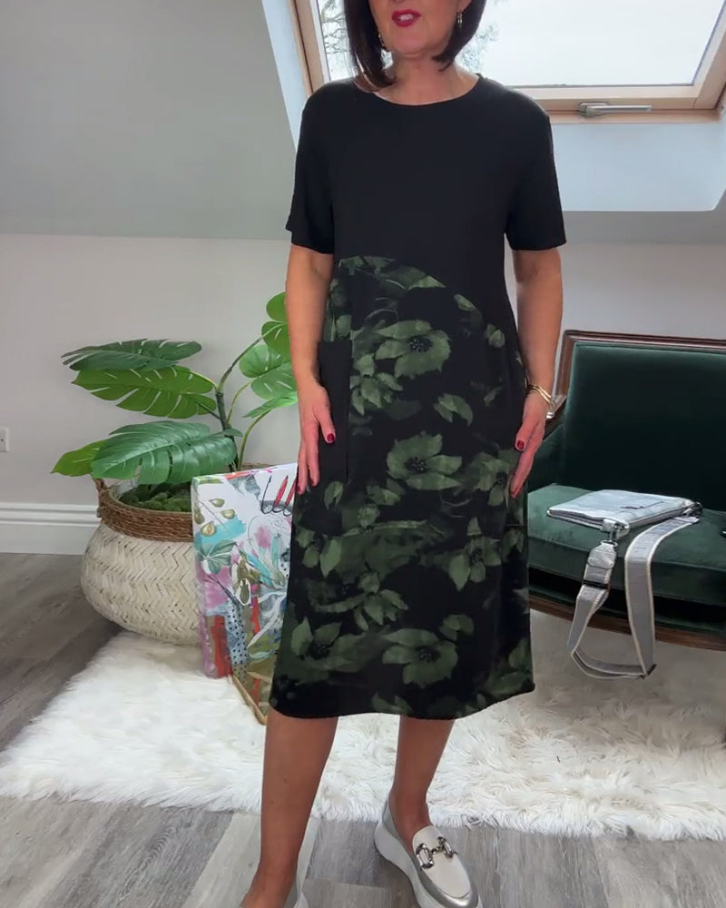Van Elst Mode® | Patchworkjurk met Ronde Halslijn en Bloemenprint