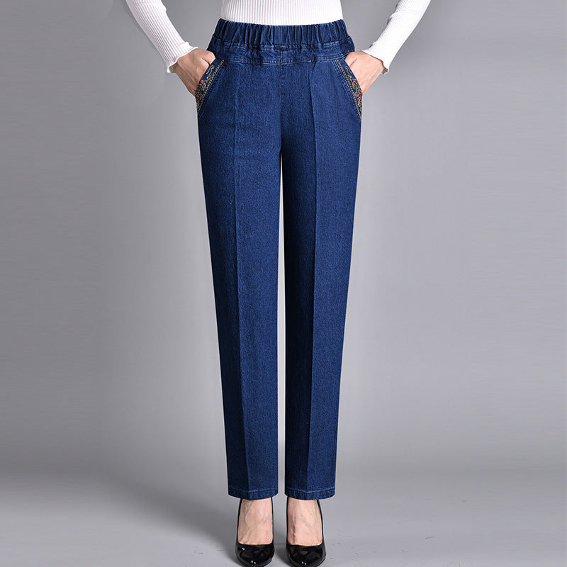 Van Elst Mode® | Damesjeans met zijzakken en elastische taille