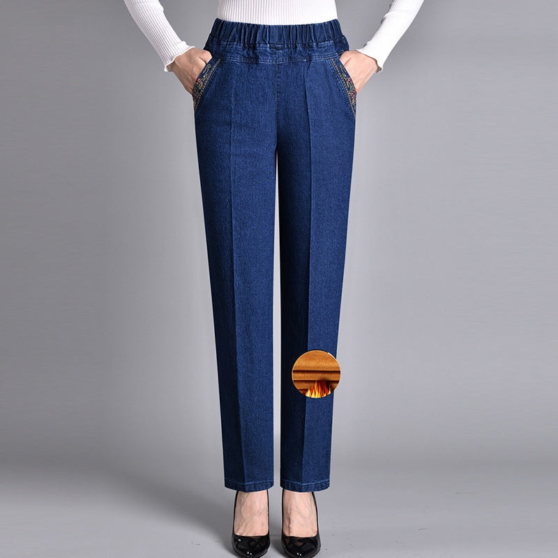 Van Elst Mode® | Damesjeans met zijzakken en elastische taille