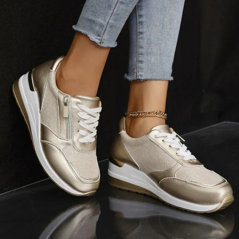 Van Elst Mode® | Orthopedische sneakers met veters en een zijrits voor dames