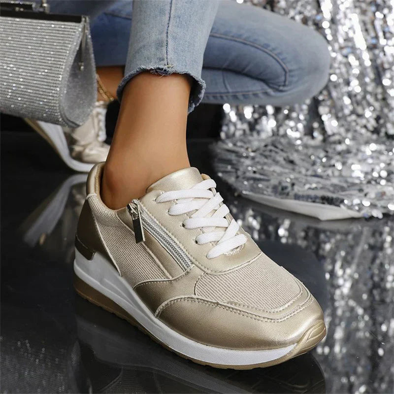 Van Elst Mode® | Orthopedische sneakers met veters en een zijrits voor dames